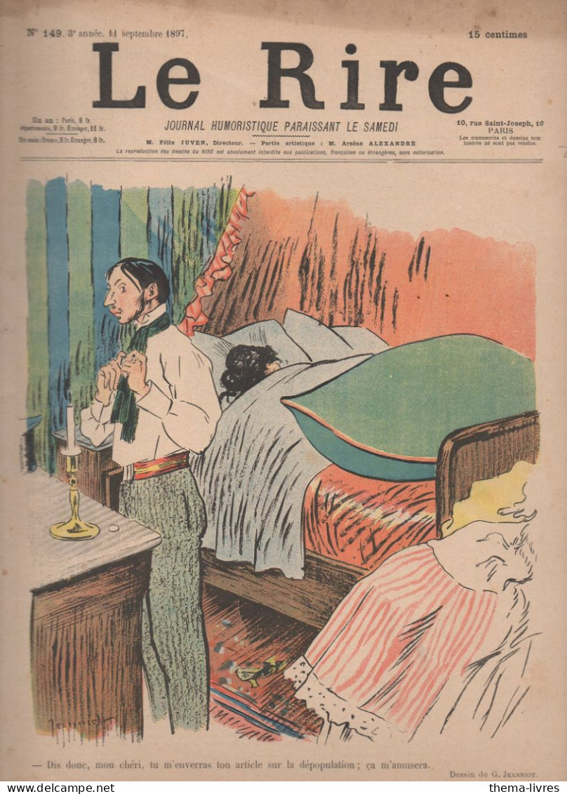 Revue  LE RIRE  N°149 Du 14 Septembre 1897   Couverture JEANNOT  (CAT4087AH) - Humour