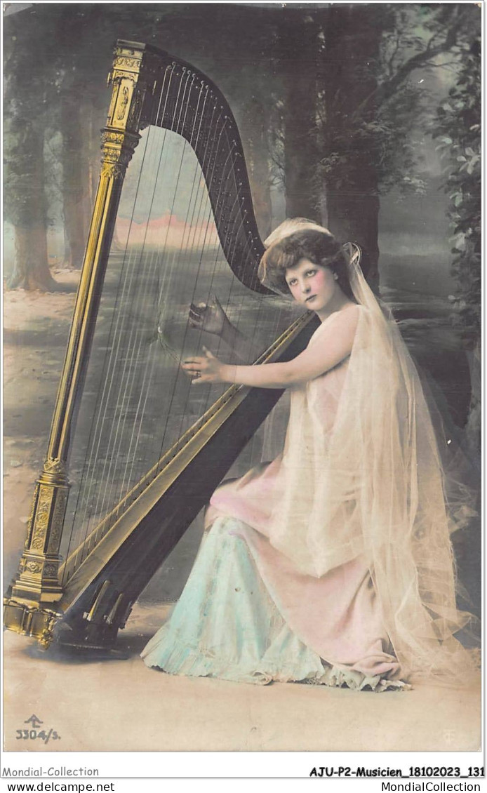 AJUP2-0164 - MUSICIEN - La Harpe FEMME - Musik Und Musikanten