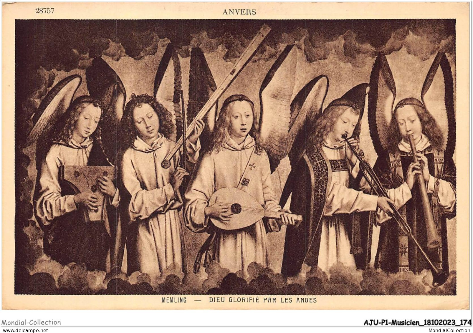 AJUP1-0088 - MUSICIEN - ANVERS - MEMLING - Dieu Glorifié Par Les Anges  - Muziek En Musicus