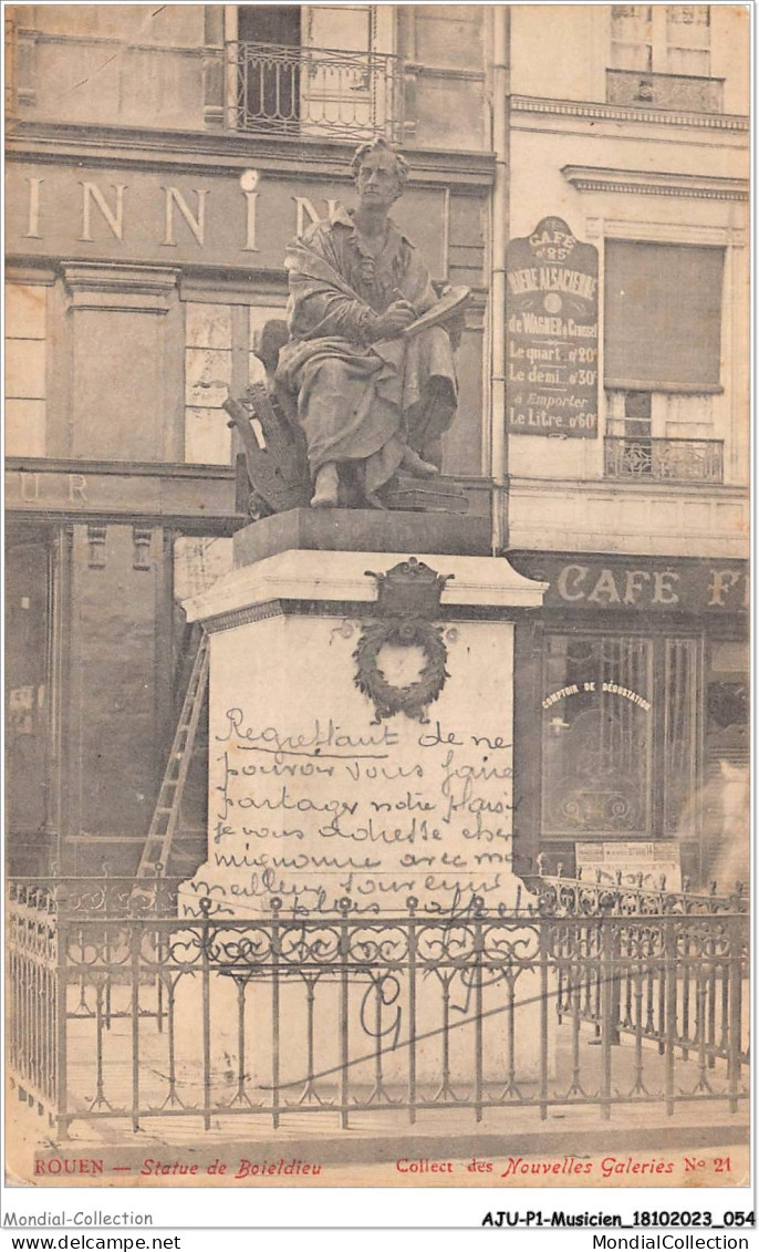 AJUP1-0028 - MUSICIEN - Rouen - Statue De BOIELDIEU - Musik Und Musikanten