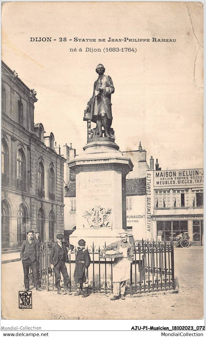 AJUP1-0037 - MUSICIEN - Dijon - 28 Statue De JEAN-PHILIPPE RAMEAU - Né à Dijon - 1683-1764 - Musique Et Musiciens