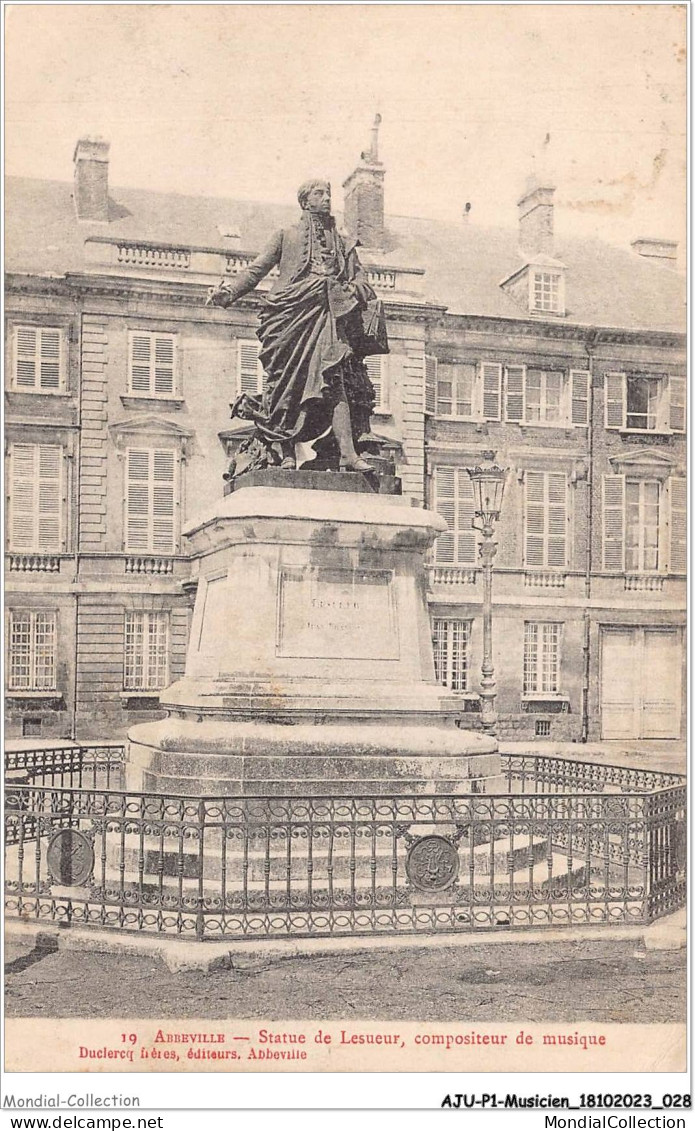 AJUP1-0015 - MUSICIEN - Abbeville - Statue De LESUEUR - Compositeur De Musique  - Musique Et Musiciens