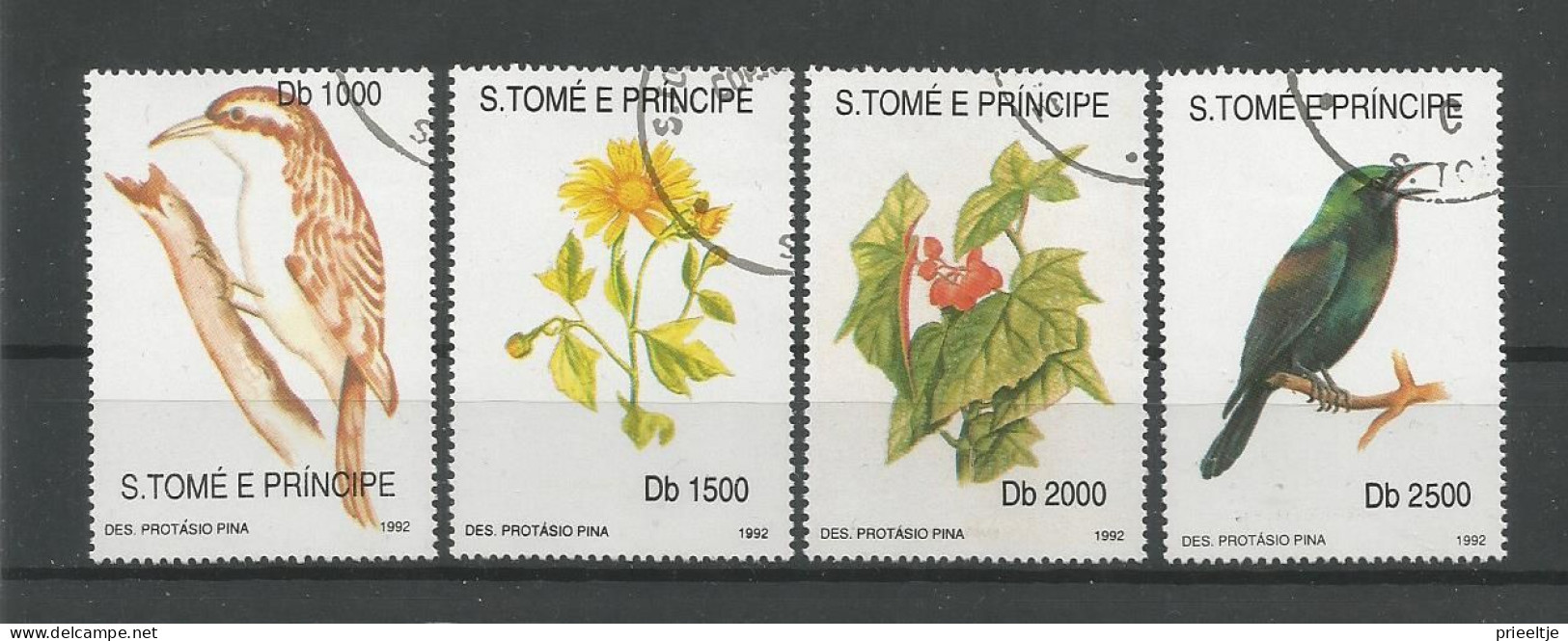 St Tome E Principe 1992 Birds & Flowers Y.T. 1139/1142 (0) - Sao Tome And Principe