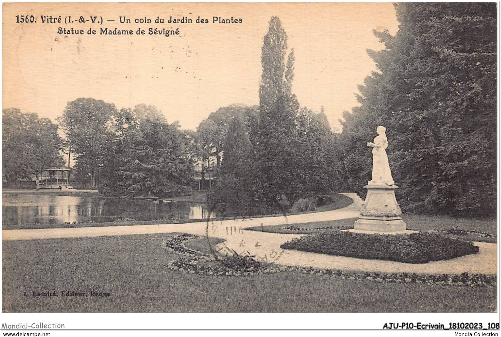AJUP10-0907 - ECRIVAIN - Vitré - I Et V - Un Coin Du Jardin Des Plantes - Statue De Madame De SEVIGNE  - Writers
