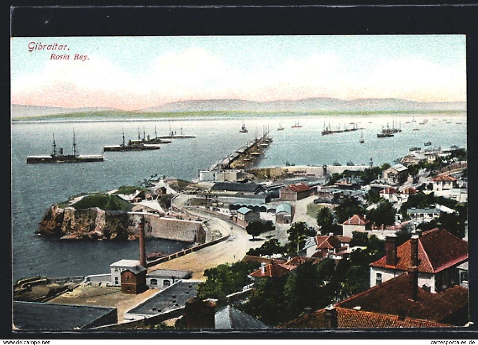 Postal Gibraltar, Looking At Rosia Bay, Ships At The Pier  - Gibraltar