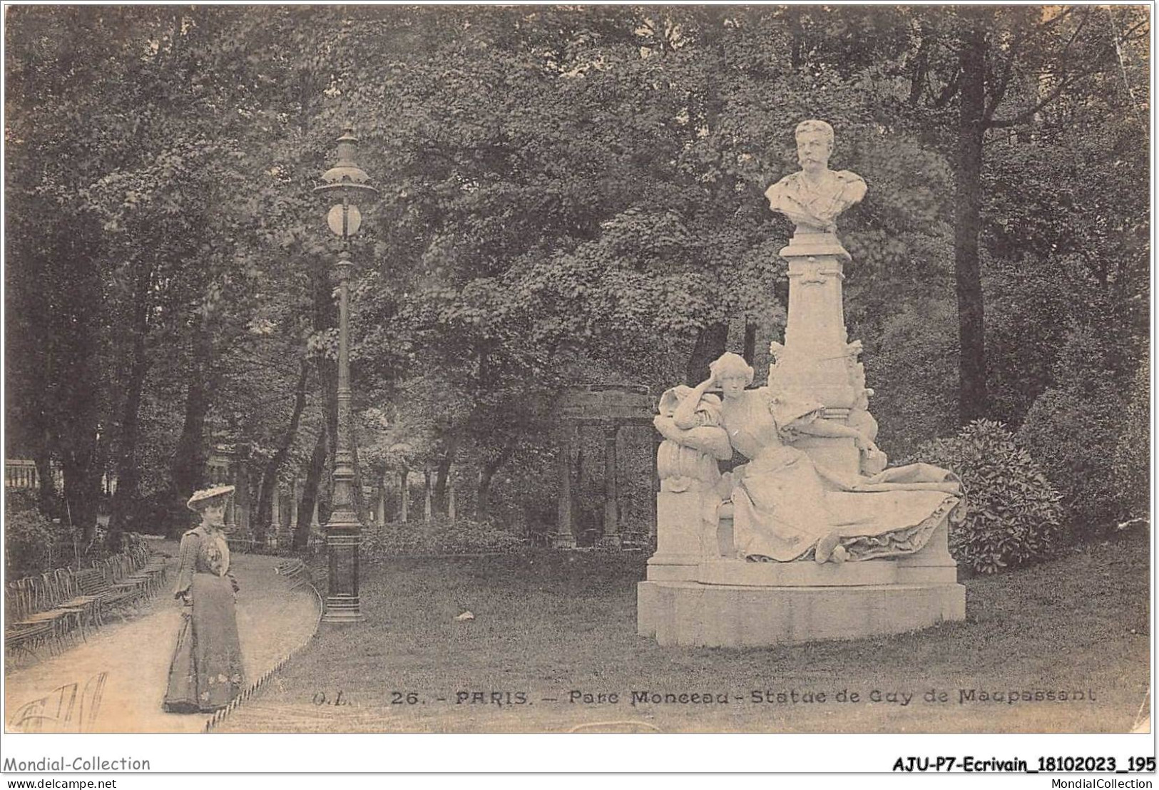 AJUP7-0648 - ECRIVAIN - Paris - Parc Monceau - Statue De GUY De MAUPASSANT  - Schrijvers