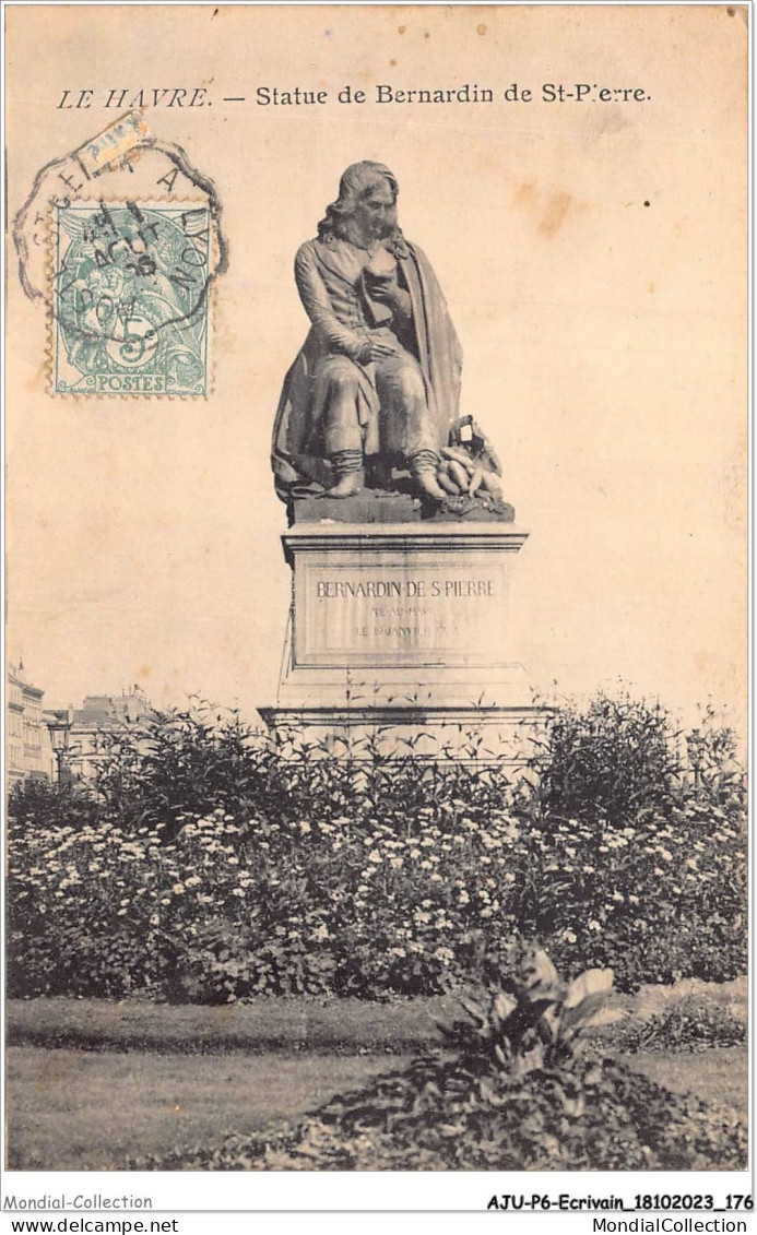AJUP6-0539 - ECRIVAIN - Le Havre - Statue De BERNARDIN De St-Pierre  - Writers