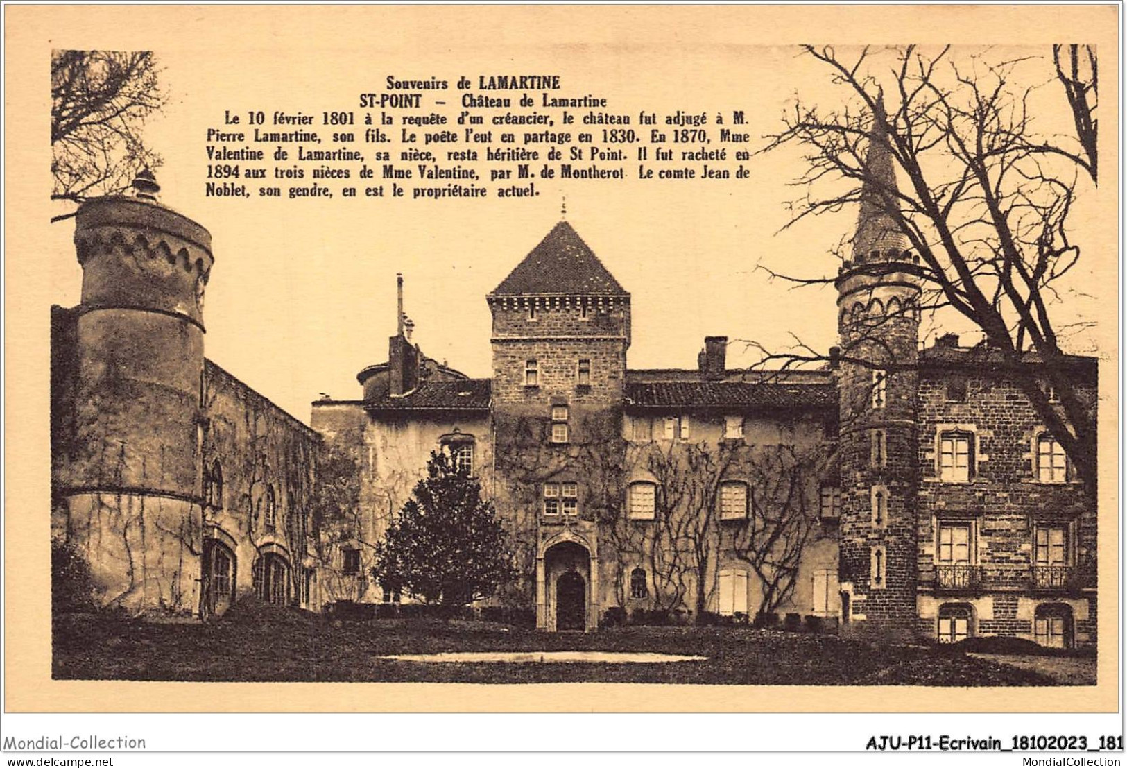 AJUP11-1064 - ECRIVAIN - Souvenir De LAMARTINE - St-Point - Château De Lamartine   - Schriftsteller