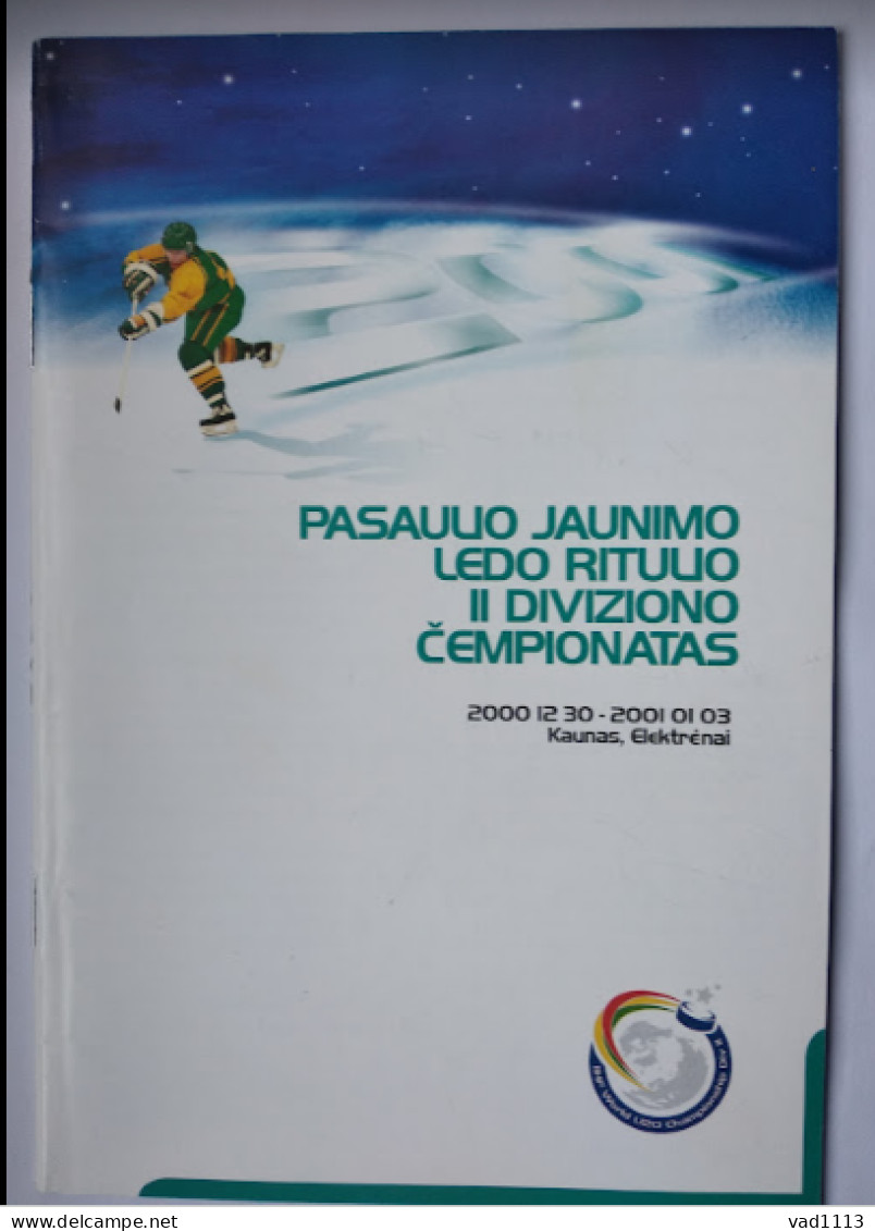 Official Programme IIHF 2001 Ice Hockey World Championship U20 Div. II Lithuania - Livres