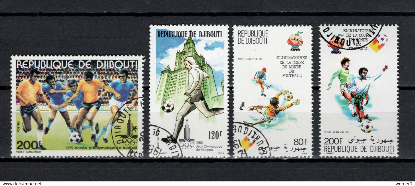 Djibouti 1979/1981 Football Soccer 4 Stamps CTO - Oblitérés