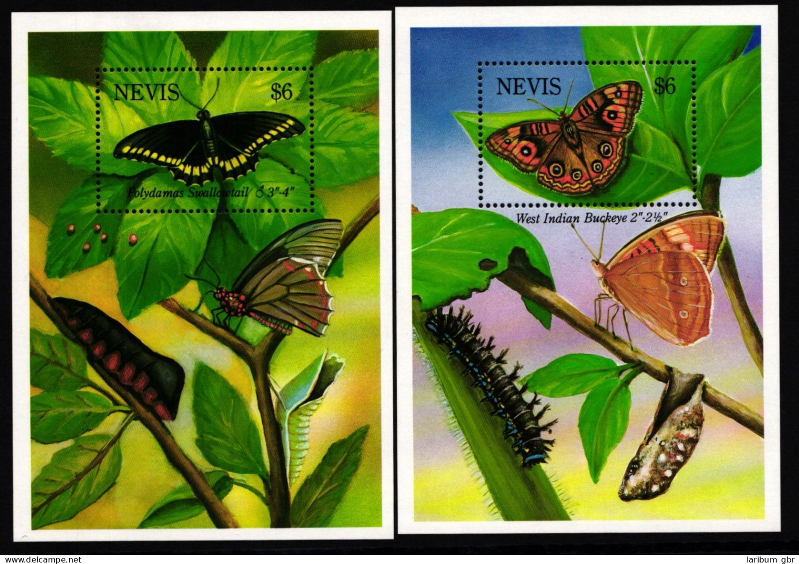 Nevis Block 64 Und 65 Postfrisch Schmetterling #IH089 - St.Kitts Und Nevis ( 1983-...)