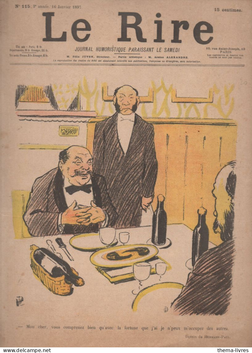 Revue  LE RIRE  N°115 Du 16 Janvier 1897   Couverture    HERMANN-PAUL CAT4087AP) - Humor