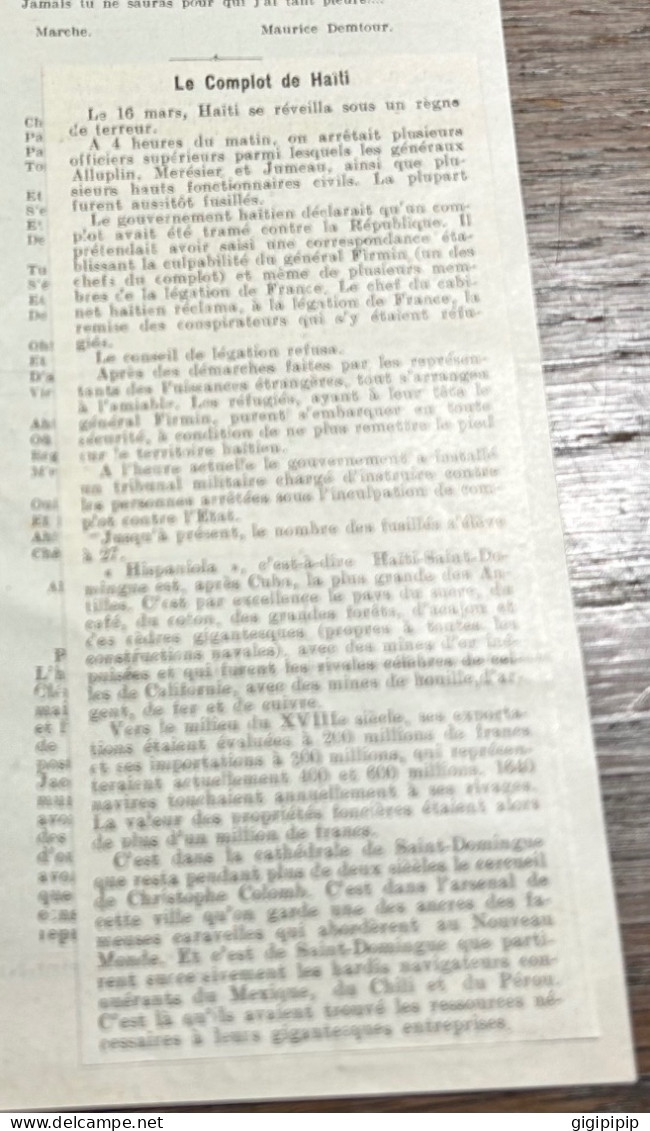 1908 PATI COMPLOT D'HAÏTI Général Firmin Jumeau Nord-Alexis Mérisier - Collections