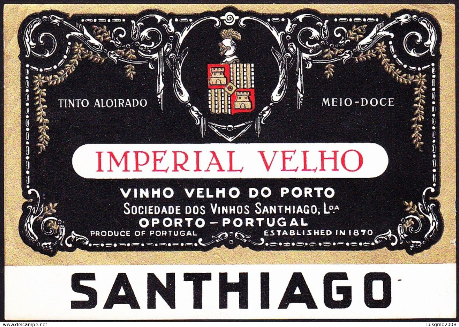 Port Wine Label, Portugal - IMPERIAL VELHO. Vinho Velho Do Porto -|- Soc.Vinhos Santiago. Oporto - Other & Unclassified