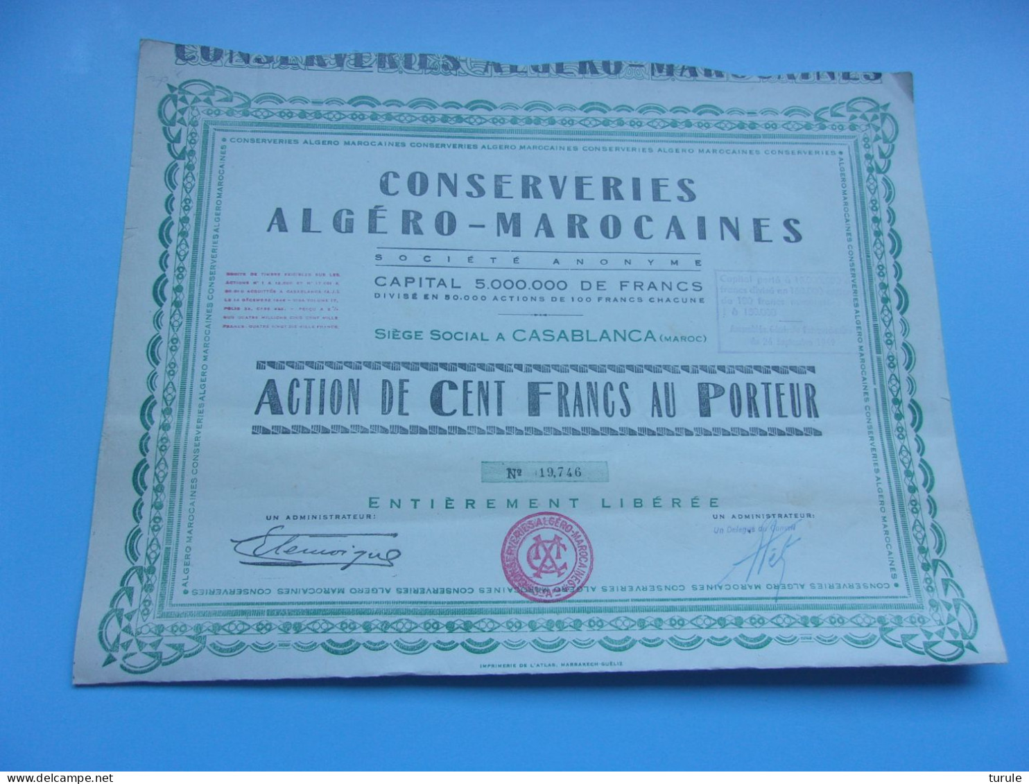 CONSERVERIES ALGERO MAROCAINES (casablanca MAROC) - Other & Unclassified