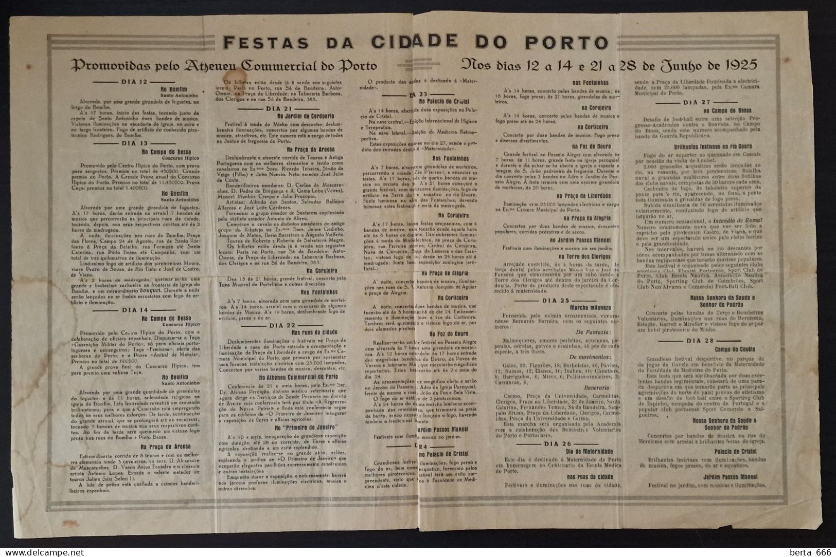 Programa * Festas Da Cidade Do Porto * Ateneu Comercial Do Porto * Junho 1925 - Programma's