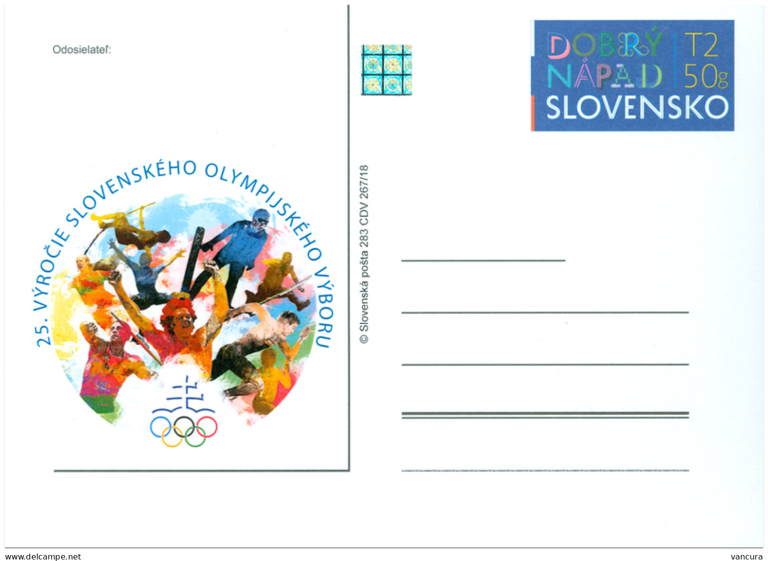 CDV 283 Slovakia 25th Anniversary Of The Olympic Commitee 2018 - Autres & Non Classés