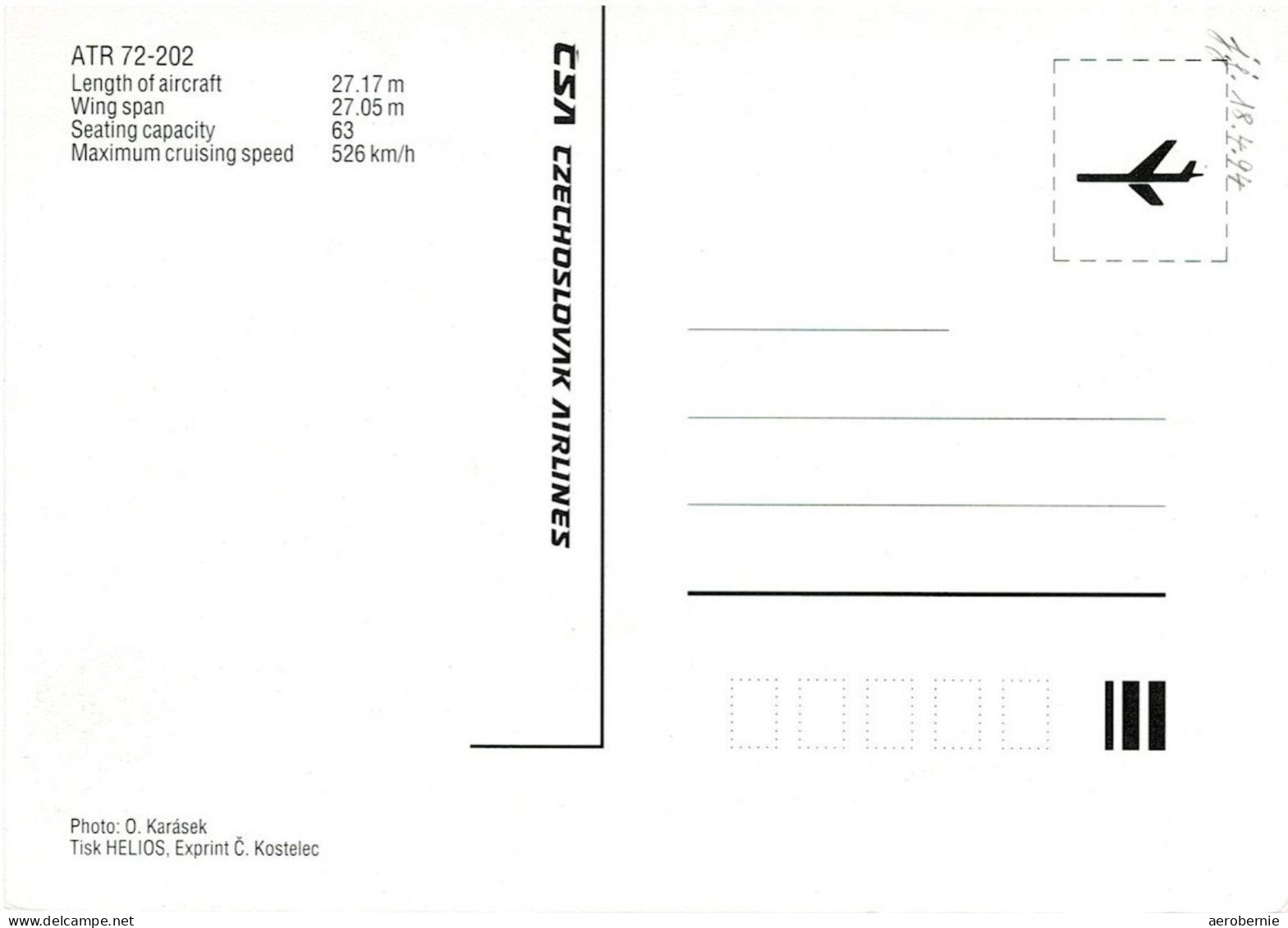 CSA - Aerospatiale ATR-72 (Airline Issue) - 1946-....: Ere Moderne