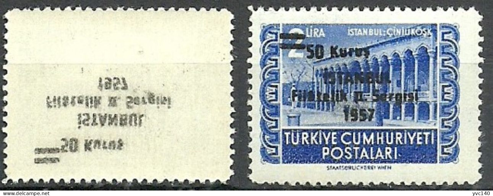 Turkey; 1957 Surcharged Commemorative Stamp For Istanbul Philately Exhibition ERROR "Abklatsch Surcharge" - Ongebruikt
