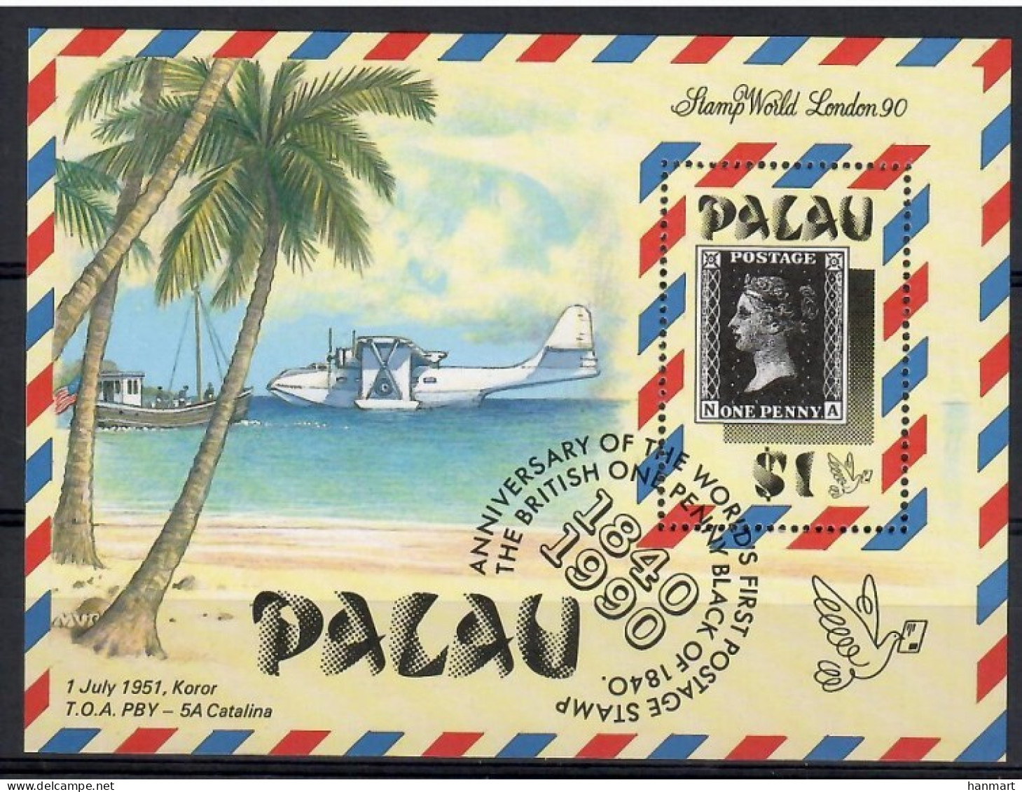 Palau 1990 Mi Block 7 MNH  (ZS7 PALbl7) - Andere & Zonder Classificatie