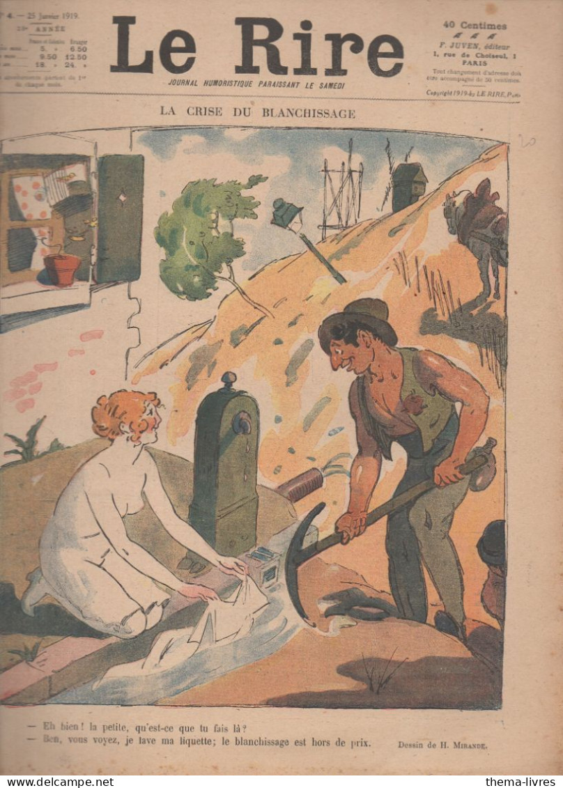 Revue  LE RIRE  N°4 Du 23  Janvier 1919   Couverture  MIRANDE    CAT4087AT) - Humour