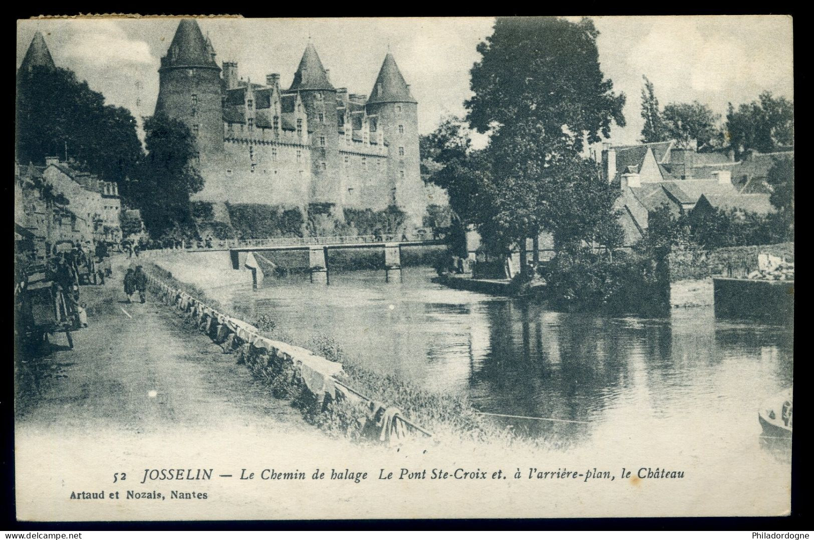 CPA - (56) Josselin - Le Chemin De Halage Le Pont Ste Croix Et, à L'arrière Plan, Le Chateau (Oblitération à étudier) - Josselin