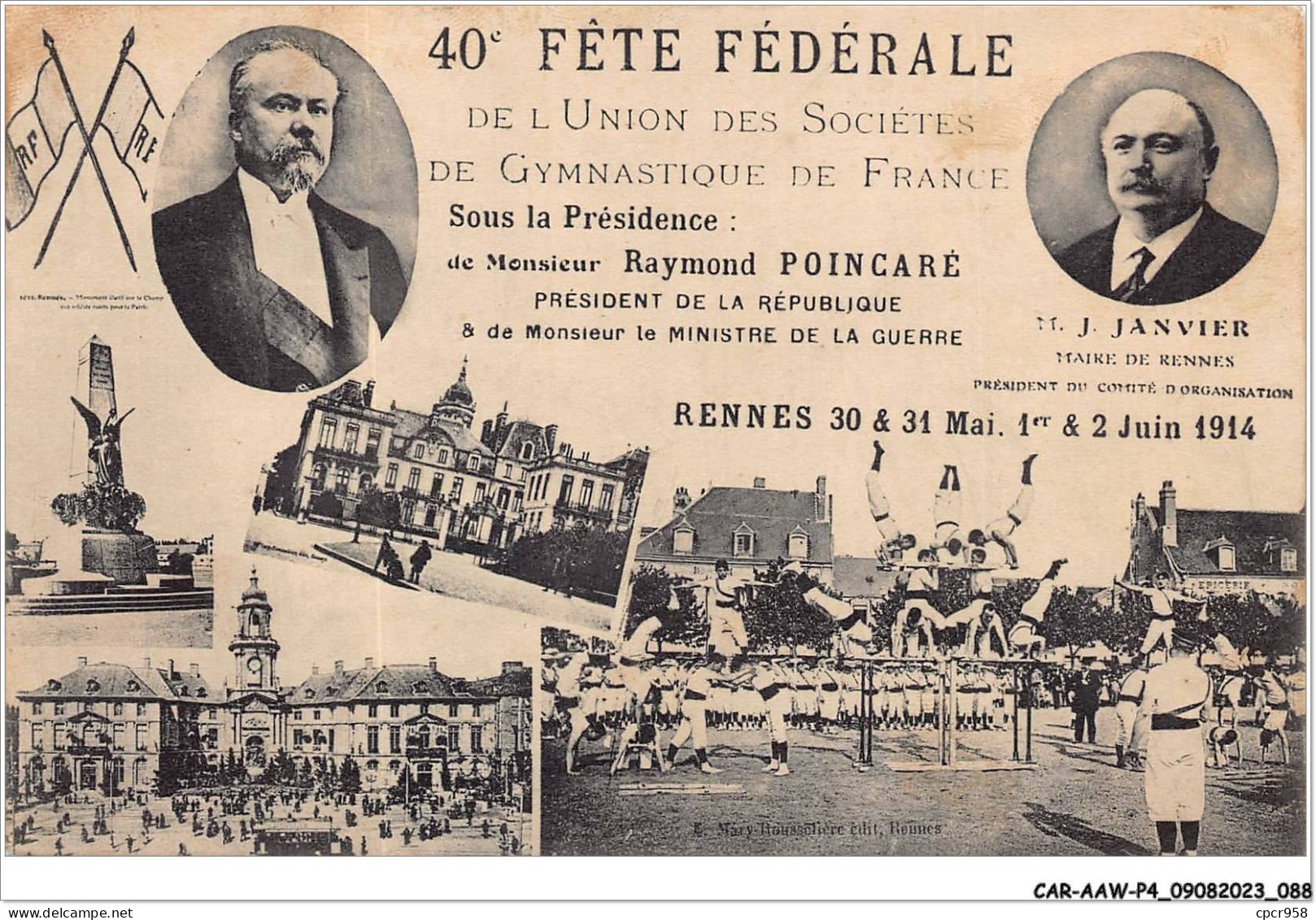 CAR-AAWP4-35-0299 - RENNES - 40è Fête Fédérale De L'union Des Sociétés De Gymnastique De France - Rennes