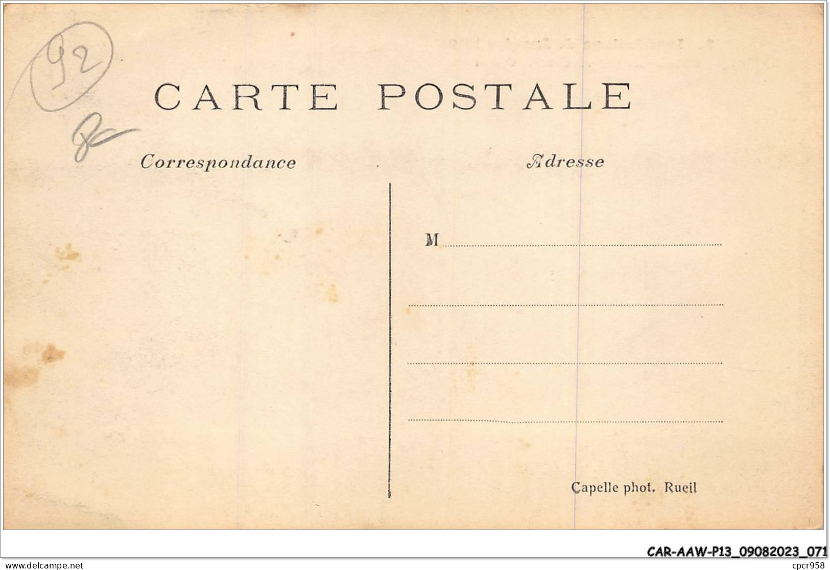 CAR-AAWP13-92-1025 - RUEIL - Inondations De Janvier 1910 - Avenue Du Chemin De Fer - Rueil Malmaison