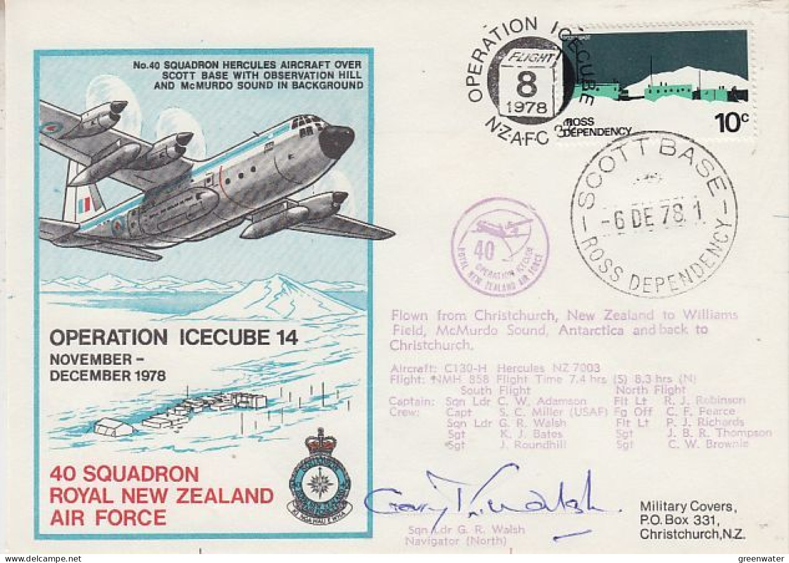Ross Dependency 1978 Operation Icecube 14 Signature  Ca Scott Base 6 DEC 1978 (RT171) - Covers & Documents