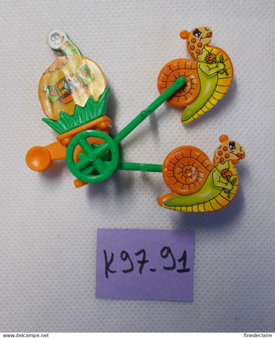 Kinder - Attelages - Deux Escargots Tirant Une Maison - K97 91 - Sans BPZ - Steckfiguren