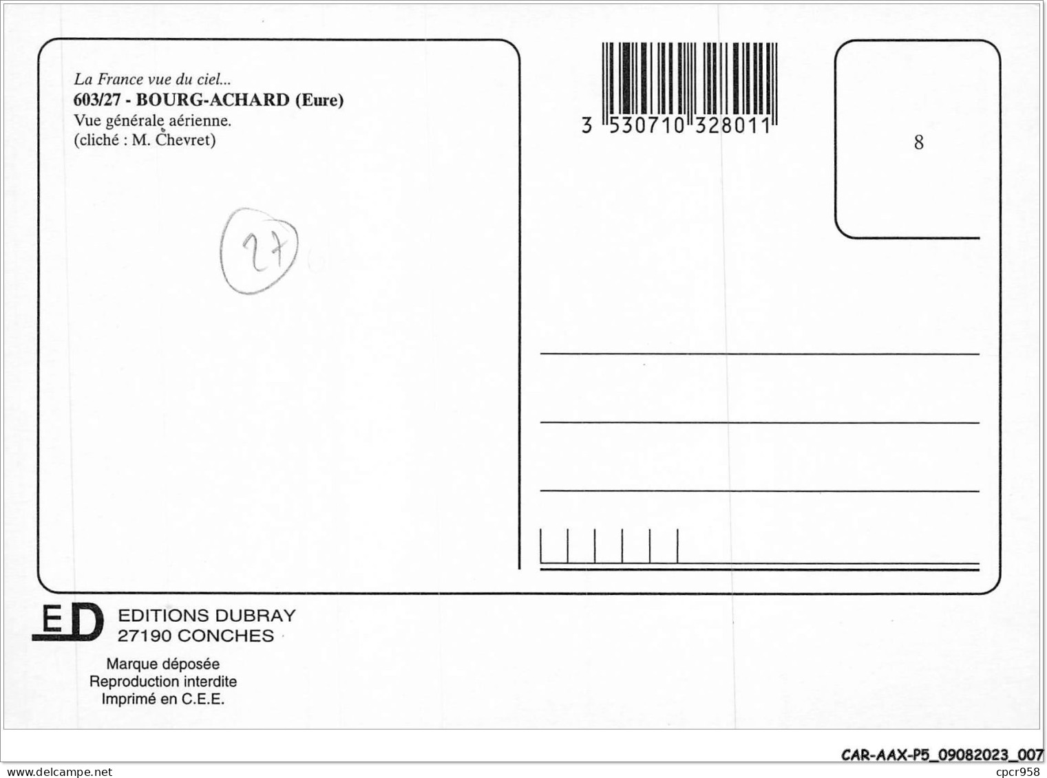 CAR-AAX-P5-27-0293 - BOURG-ACHAD - Vue Generale Aerienne - Autres & Non Classés