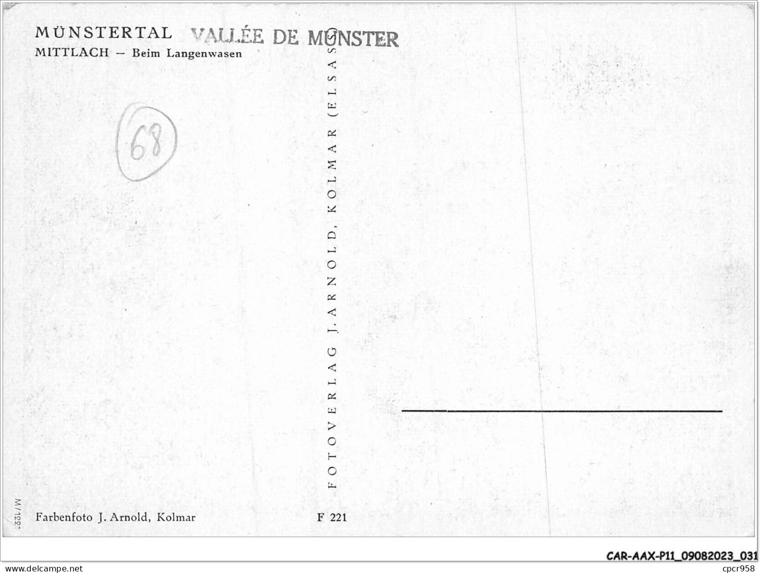 CAR-AAX-P11-68-0813 - MUNSTERTAL VALLEE DE MUNSTER - MITTLACH - Beim Langenwassen - Munster
