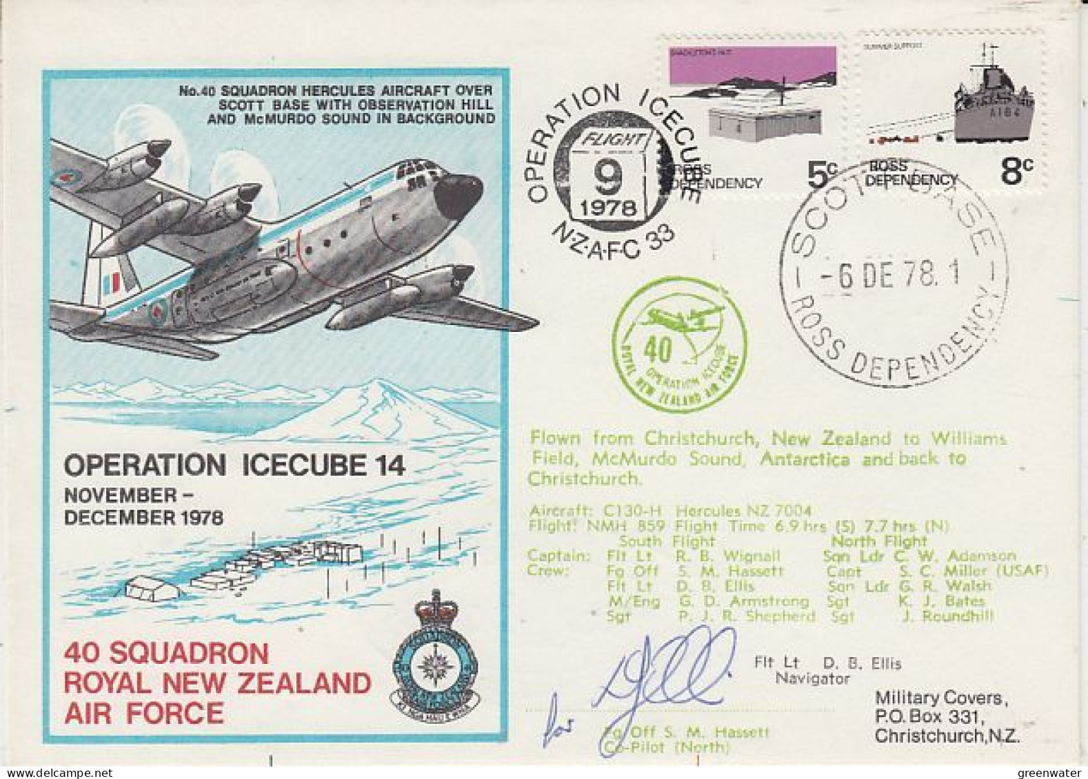 Ross Dependency 1978 Operation Icecube 14 Signature  Ca Scott Base 6 DEC 1978 (RT172) - Covers & Documents