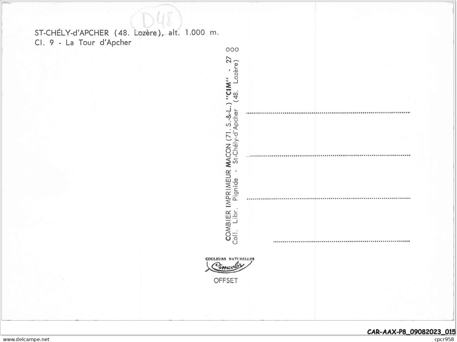 CAR-AAX-P8-48-0564 - ST-CHELY-D'APCHER - La Tour D'Apcher - Saint Chely D'Apcher