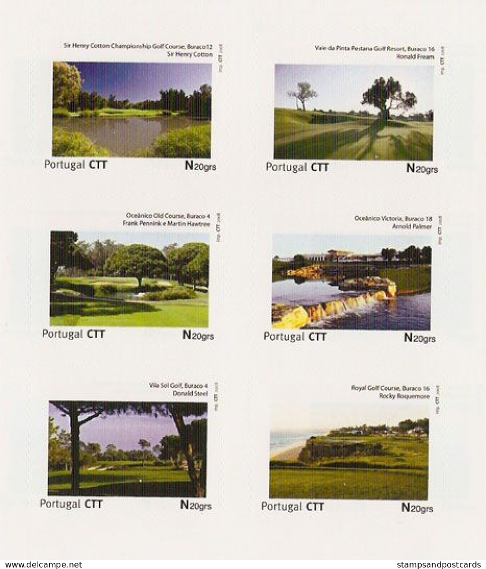 Carnet 18 Timbres Personnalisés Terrains De Golf Portugais 18 Cours Emblématiques 18 Personalized Stamps Bkl Golf Course - Golf