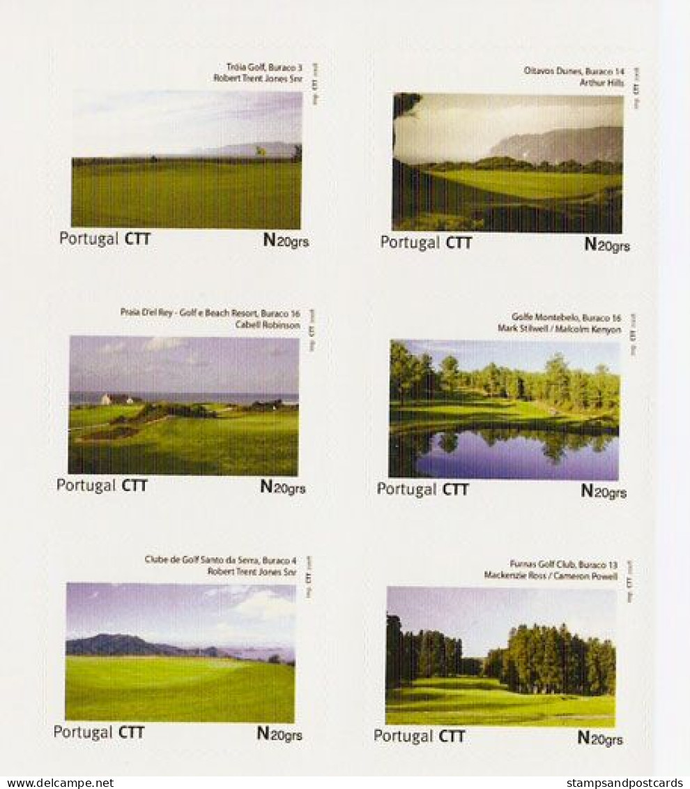 Carnet 18 Timbres Personnalisés Terrains De Golf Portugais 18 Cours Emblématiques 18 Personalized Stamps Bkl Golf Course - Golf