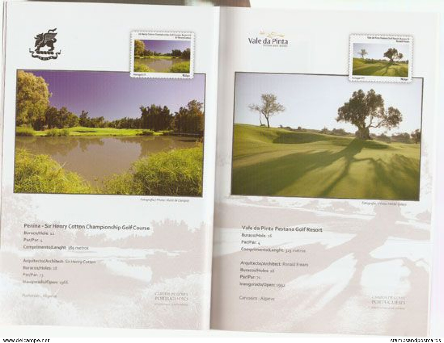Carnet 18 Timbres Personnalisés Terrains De Golf Portugais 18 Cours Emblématiques 18 Personalized Stamps Bkl Golf Course - Golf