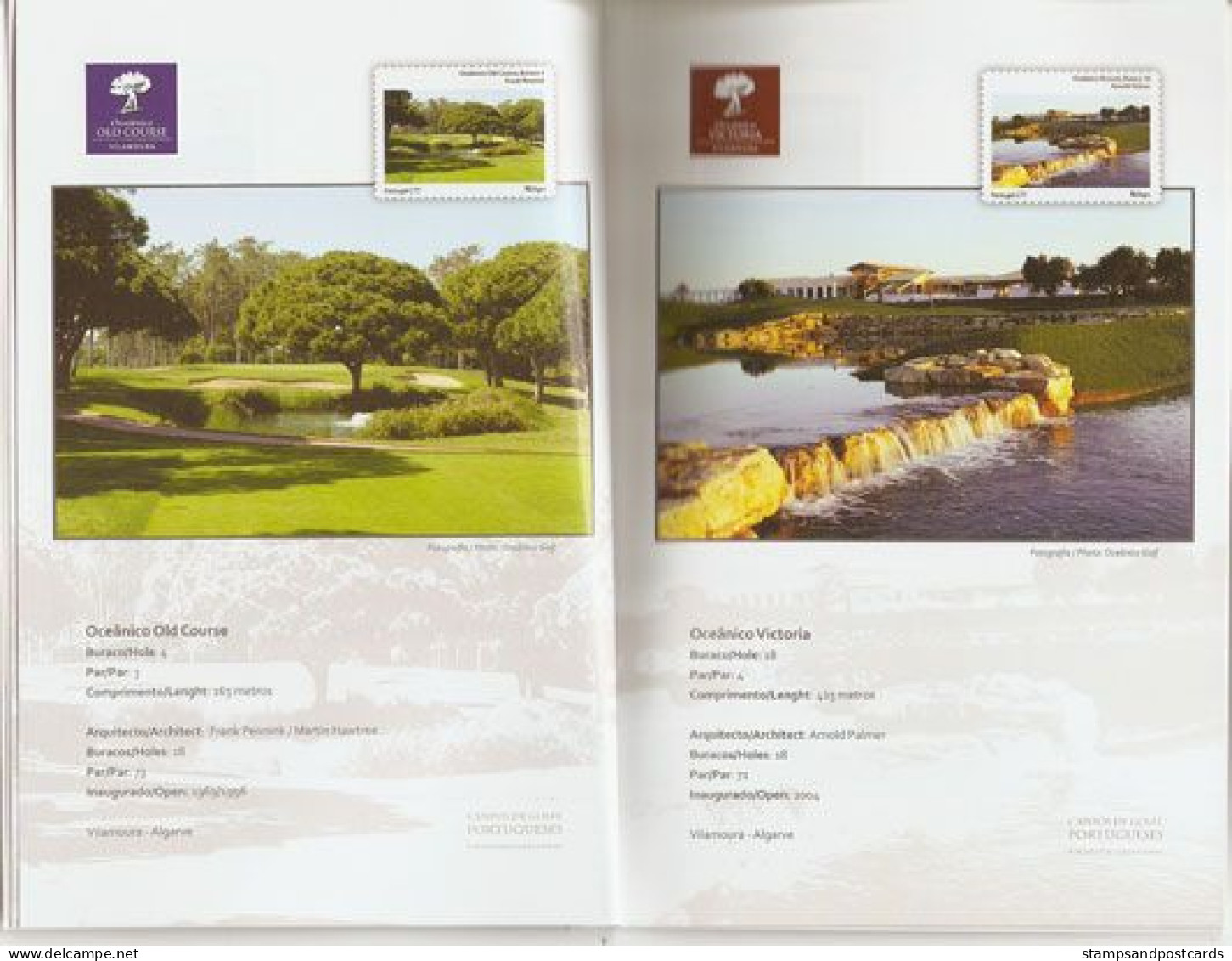 Carnet 18 timbres personnalisés Terrains de golf portugais 18 cours emblématiques 18 Personalized stamps bkl Golf course