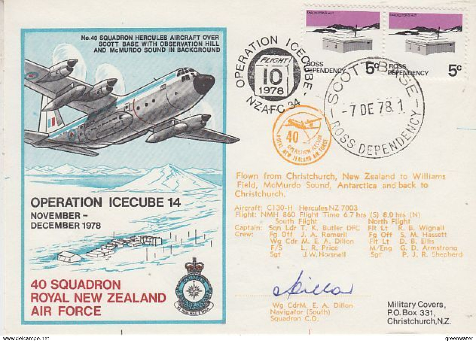 Ross Dependency 1978 Operation Icecube 14 Signature  Ca Scott Base 7 DEC 1978 (RT173) - Briefe U. Dokumente