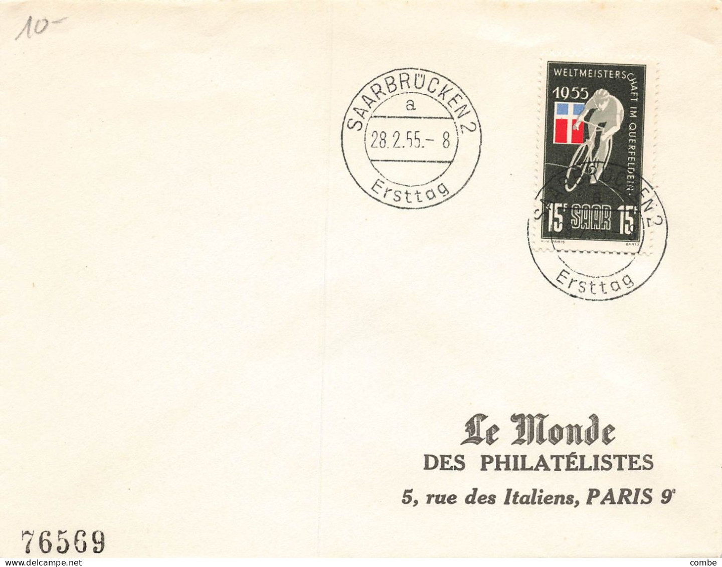 LETTRE. 28 2 55. SAARBRUCKEN  POUR LA FRANCE - Lettres & Documents