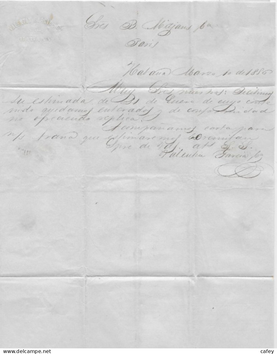 CUBA Lettre De LA HAVANE 1856 P/ PARIS Cachet COLONIES / ART-18 Taxe 30 Entrée ANGL. / AMB.CALAIS M - Maritieme Post