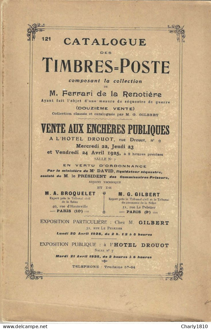 Catalogue Des Timbres Poste - Auktionskataloge