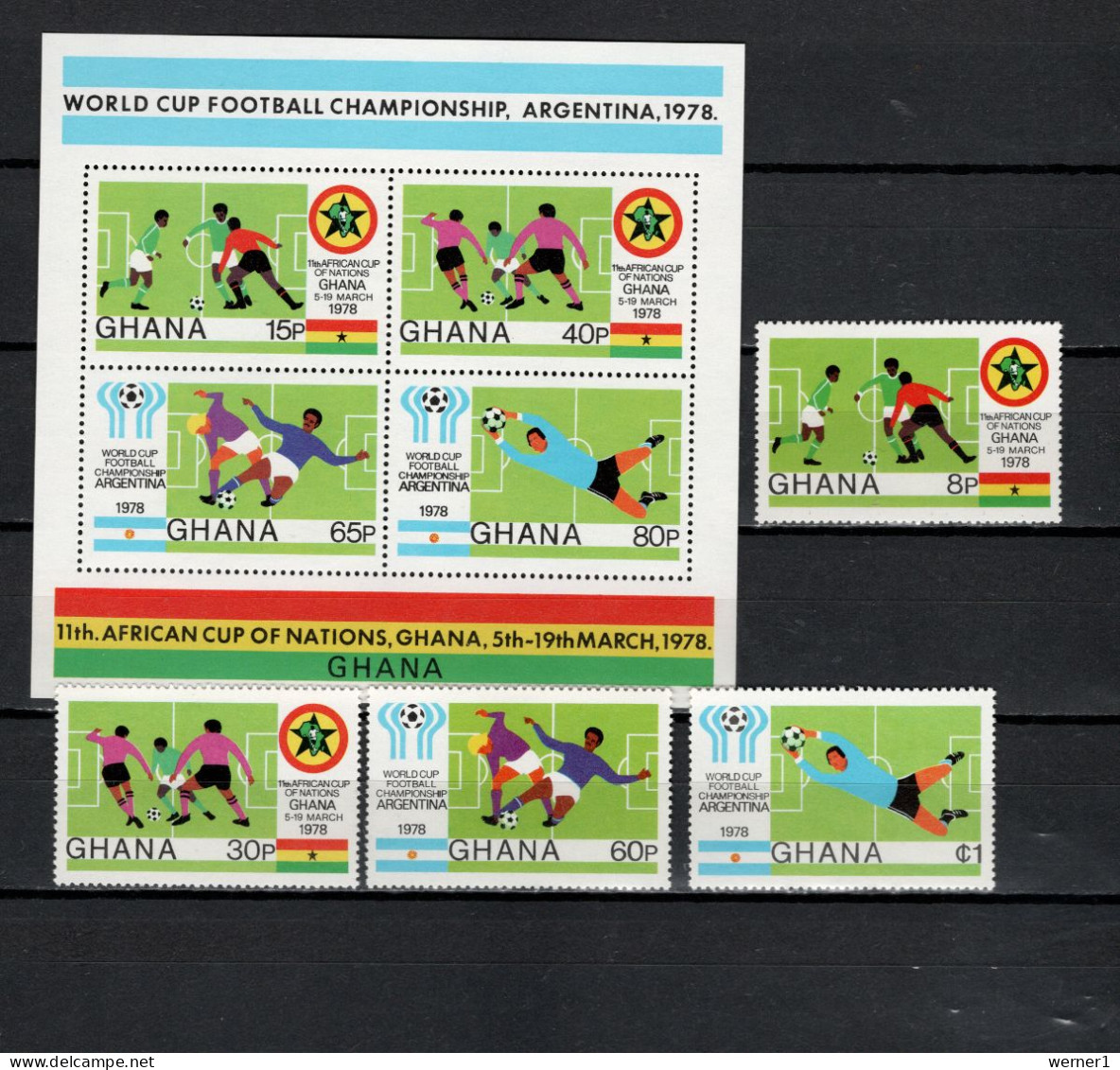 Ghana 1978 Football Soccer World Cup Set Of 4 + S/s MNH - 1978 – Argentine