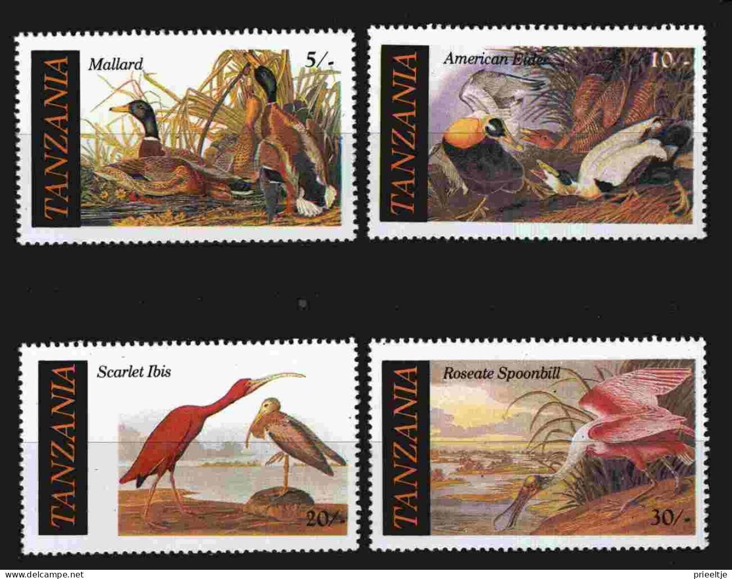Tanzania 1986 Audubon Birds  Y.T. 277/280 ** - Tanzanie (1964-...)