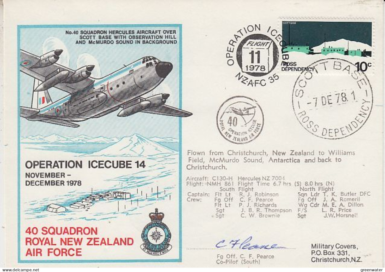 Ross Dependency 1978 Operation Icecube 14 Signature  Ca Scott Base 7 DEC 1978 (RT174) - Covers & Documents