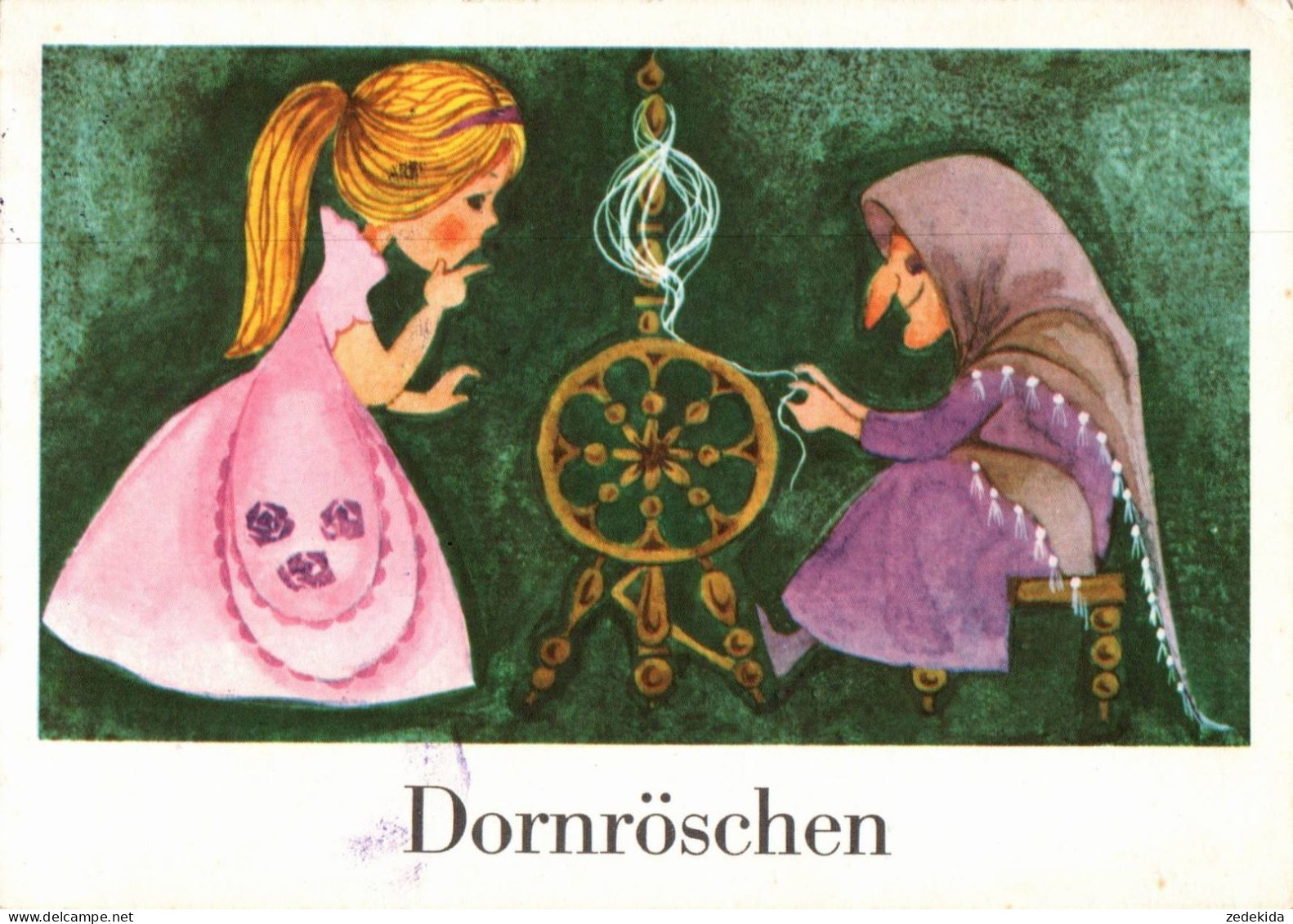 H2134 - Wongel ? Schallnau ??  Märchen Dornröschen Glückwunschkarte - Planet  Verlag DDR - Fairy Tales, Popular Stories & Legends