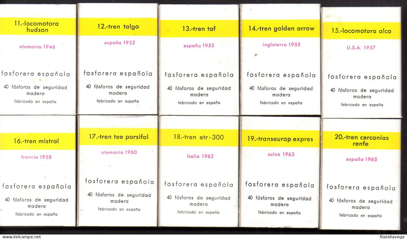 Lote De 10 Cajas De Cerillas Vacías De Ferrocarriles - Matchboxes