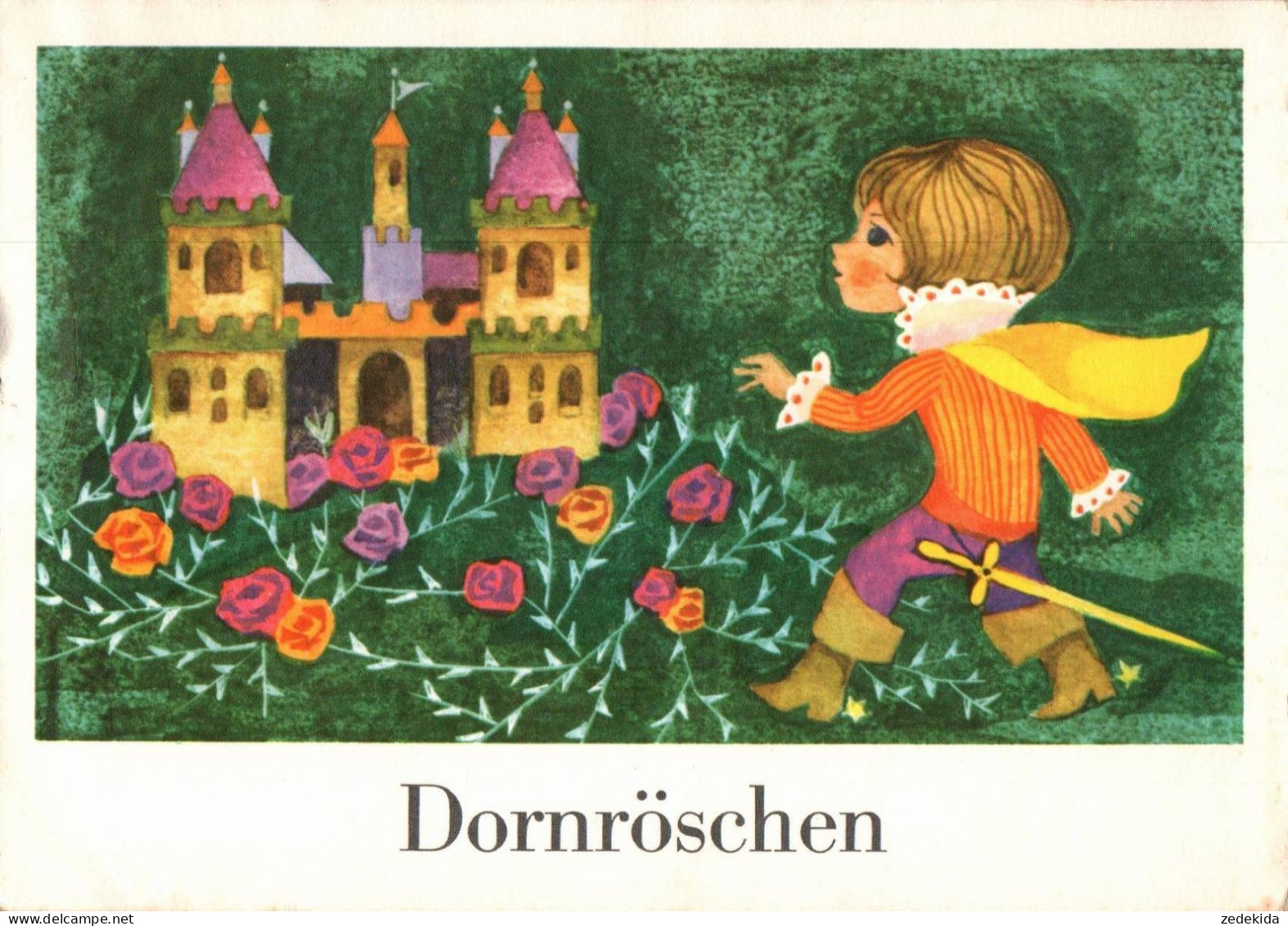 H2135 - Wongel ? Schallnau ??  Märchen Dornröschen Glückwunschkarte - Planet  Verlag DDR - Fairy Tales, Popular Stories & Legends