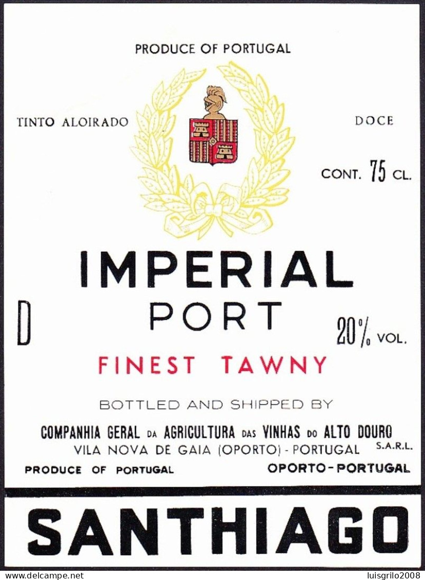 Port Wine Label, Portugal - IMPERIAL PORT. Finest Tawny -|- Compª Vinhas Alto Douro. Vila Nova Gaia - Other & Unclassified