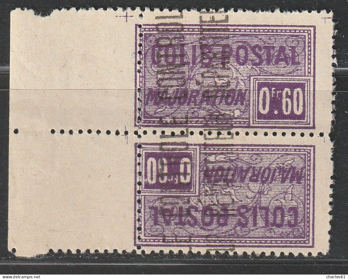 ALGERIE - COLIS POSTAUX - N°13a * (1924-27) 60c Violet - Tête-Bêche - - Colis Postaux